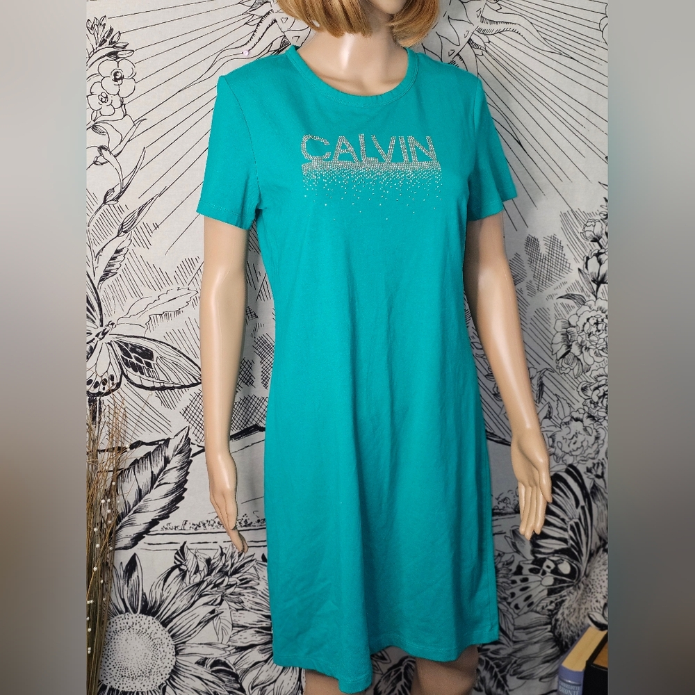 Like New Sparkly Calvin Klein Turquoise Night Shirt Sz Medium